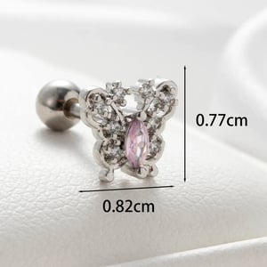 1 Piece Simple Series Classic Butterfly Titanium Steel Silver Color Zircon Women's Stud Earrings h5 